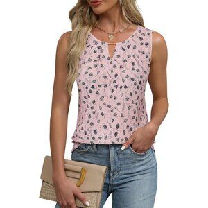 Blooming Jelly Womens Pink Floral Sleeveless Basic Loose Casual Summer Tank Top